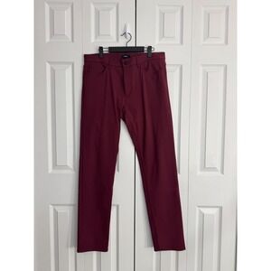 Theory Slim-Fit 5-Pockets Pant Men's 33 Burgundy Pull-On Zip-Fly Classic Stretch